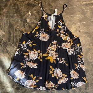 Black tank blouse with floral